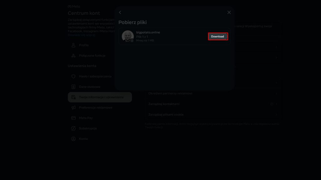 Jak pobrać listę obserwujących i obserwowanych na Instagramie Krok-12