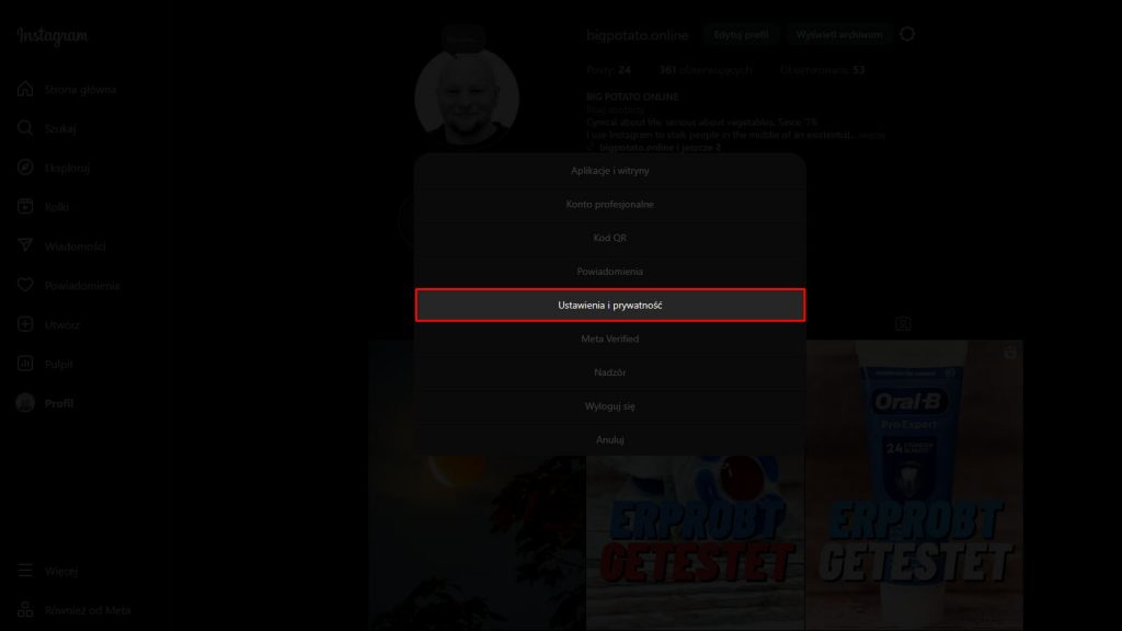 Jak pobrać listę obserwujących i obserwowanych na Instagramie Krok-2