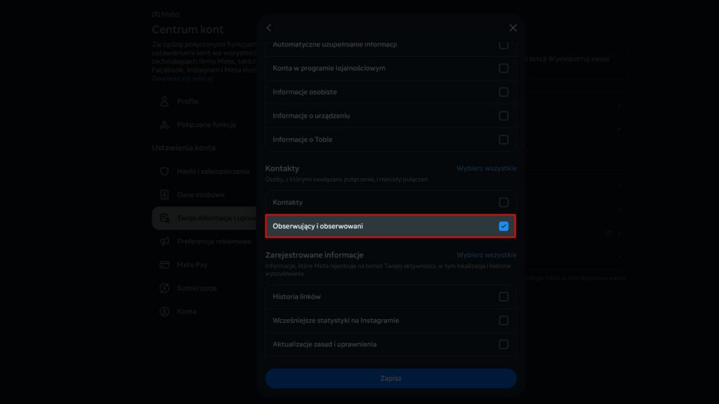 Jak pobrać listę obserwujących i obserwowanych na Instagramie Krok-9A